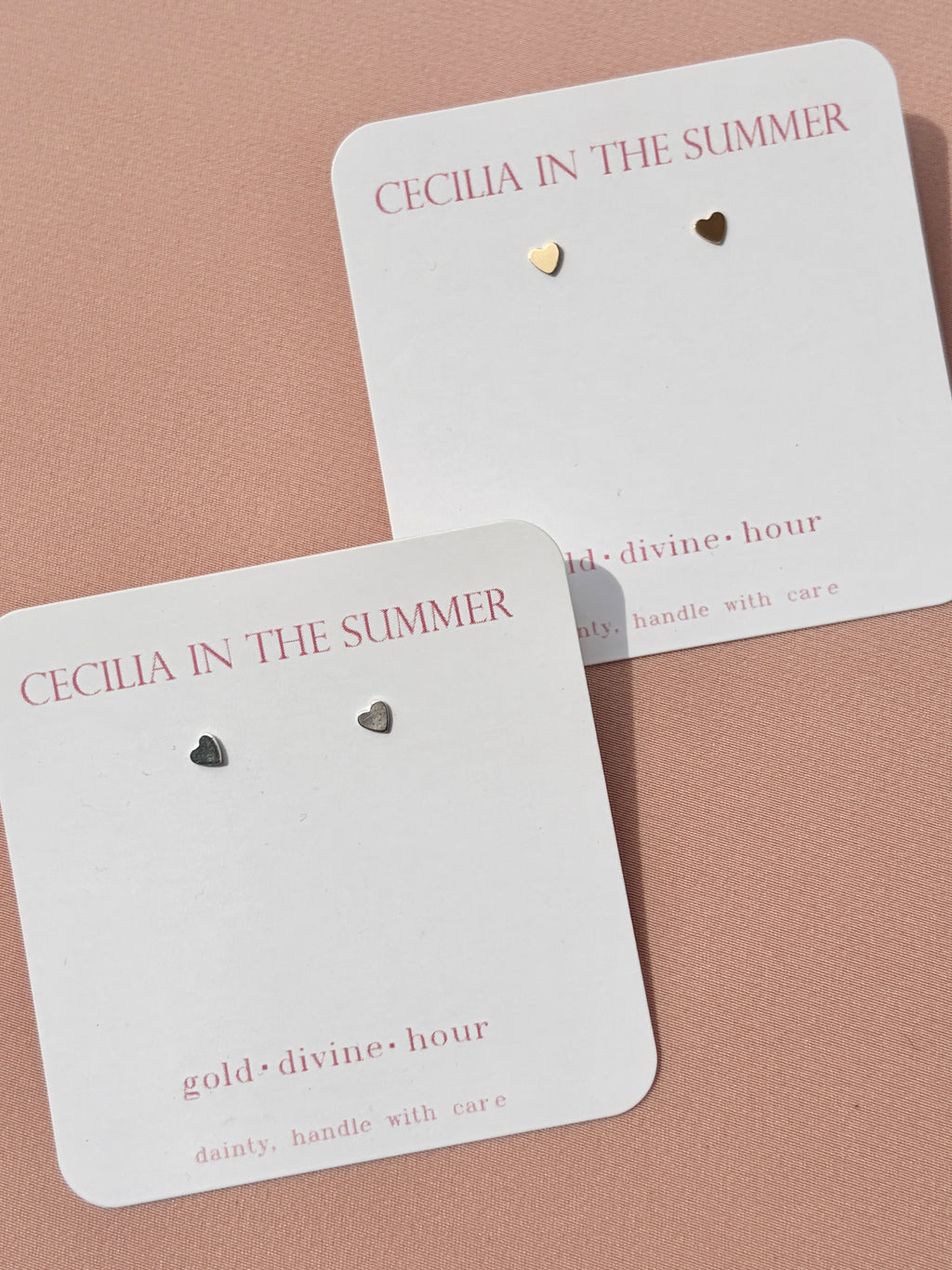 Mini Heart Plate Stud Earrings