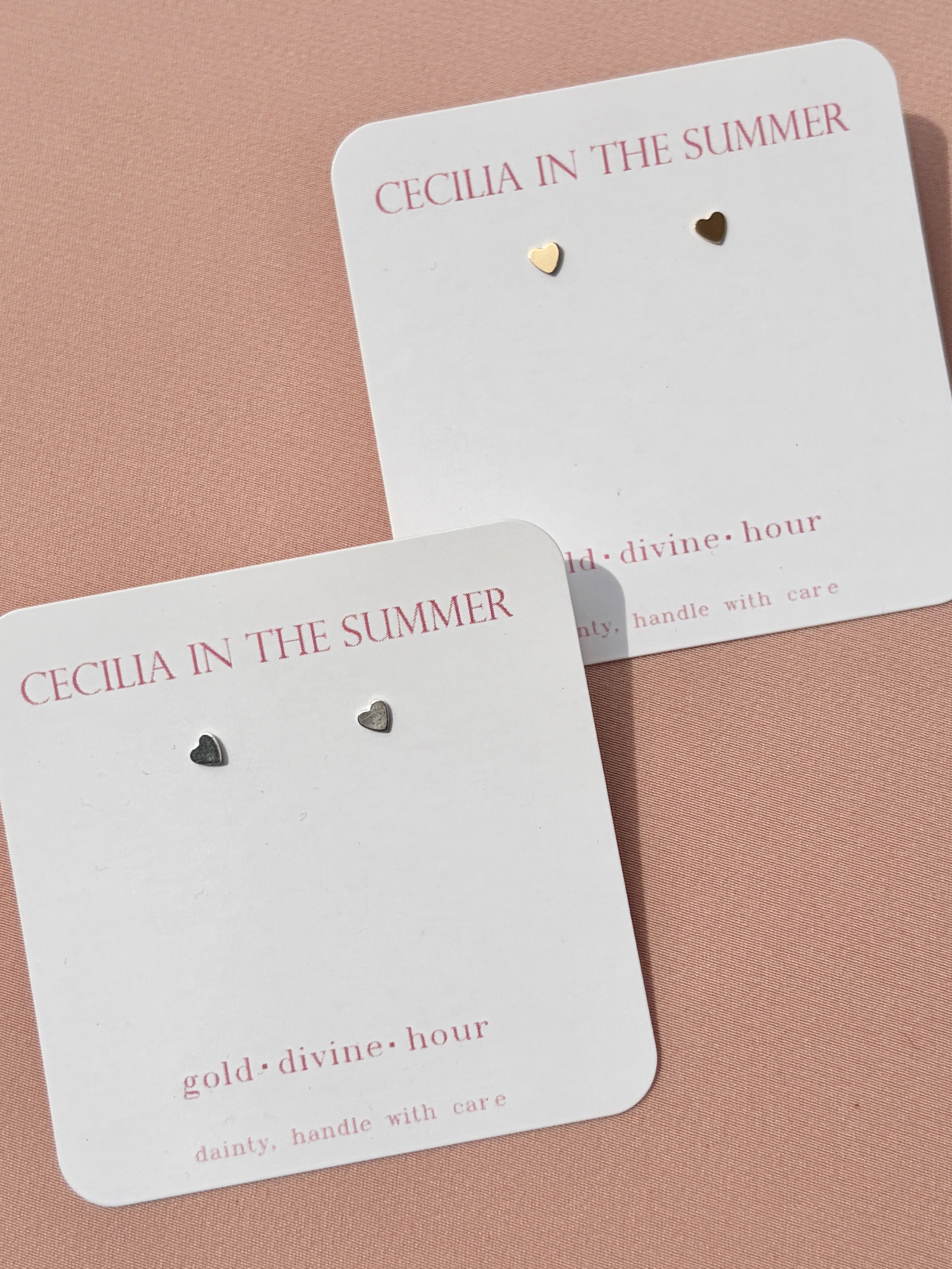 Mini Heart Plate Stud Earrings