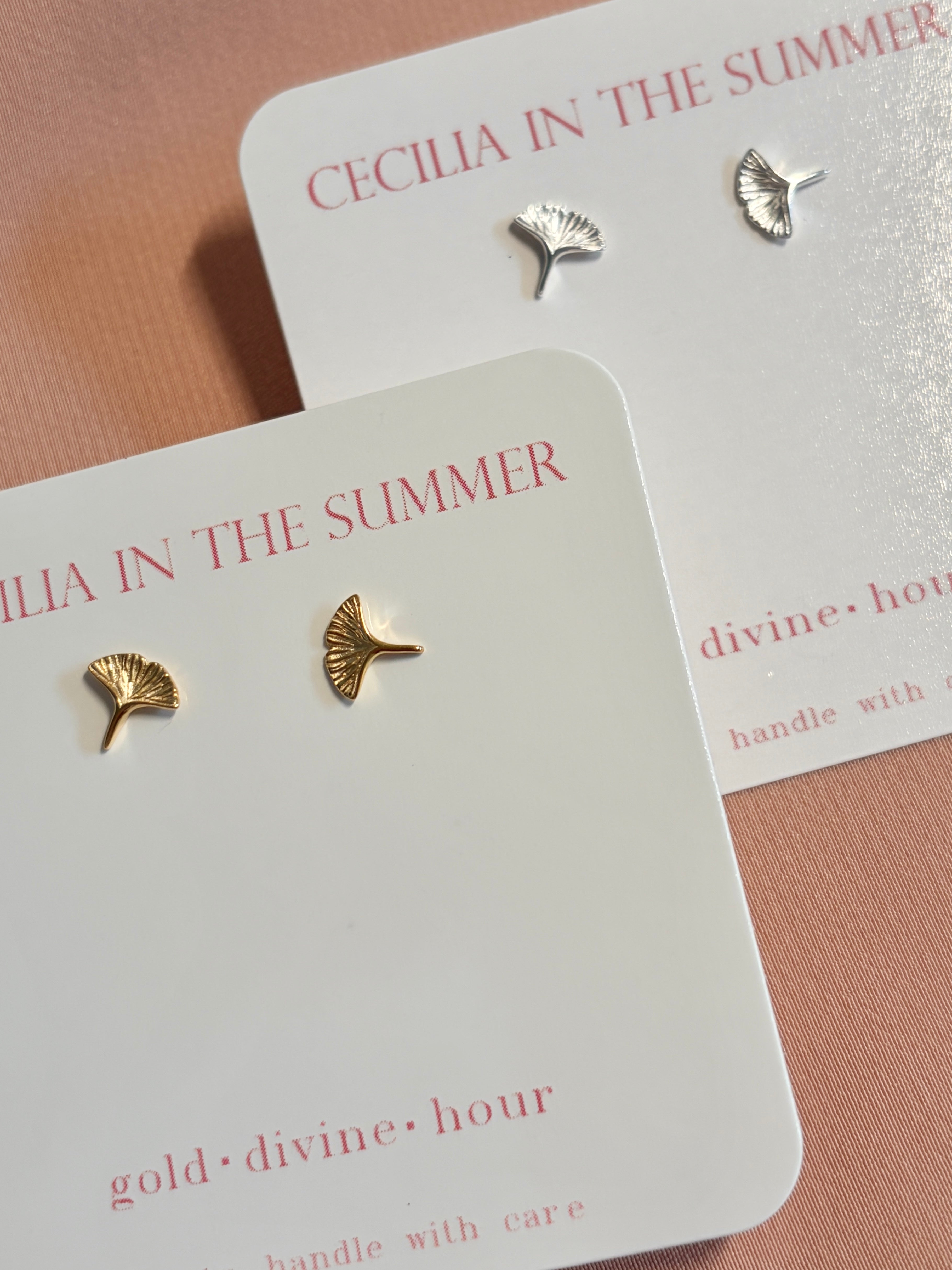 Gingko Leaf Stud Earrings