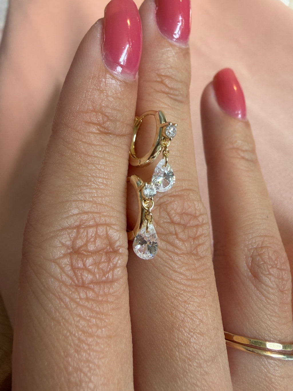 Crystal Pear Drop Huggie Earrings