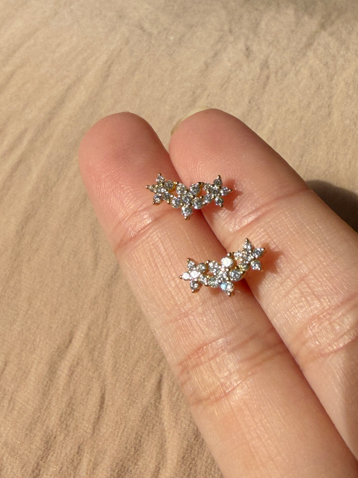 Flower Crown Cz Stud Earrings
