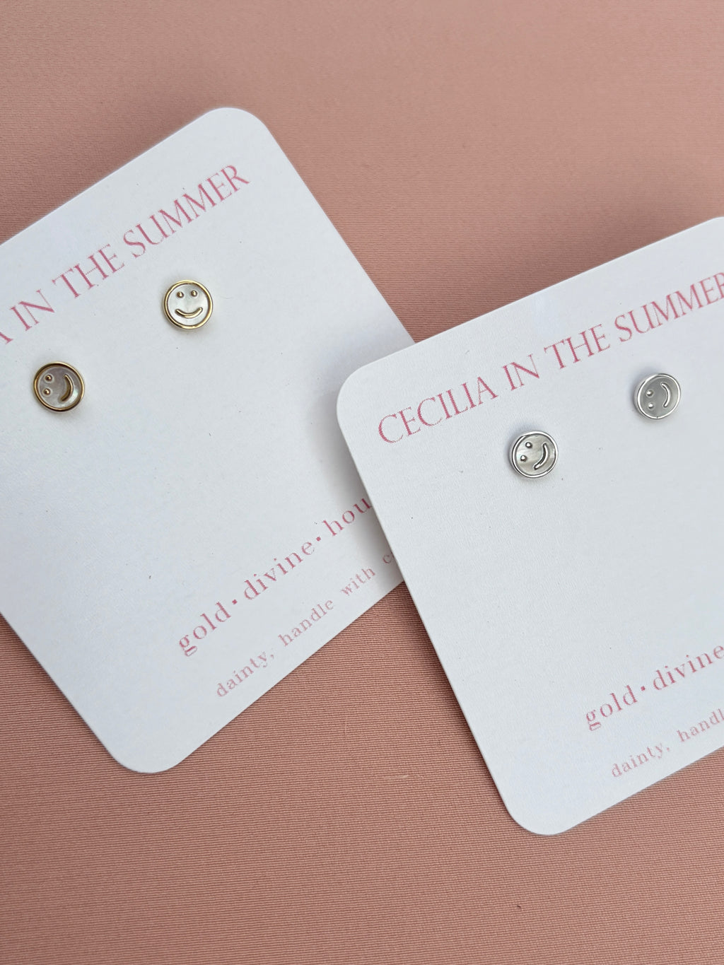 Smiley Face Mother of Pearl Stud Earrings
