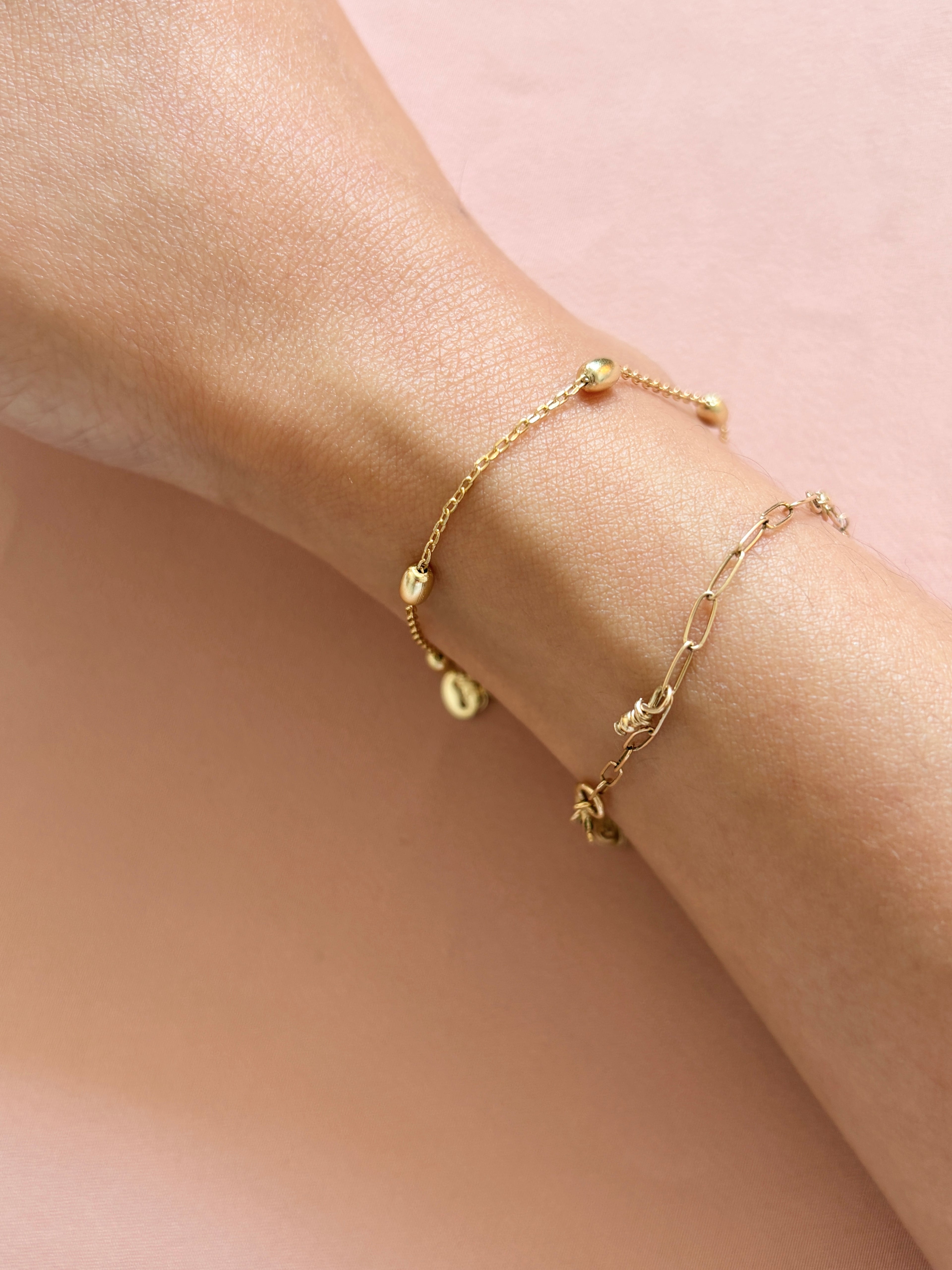 Golden Dots Rice Bead Bracelet