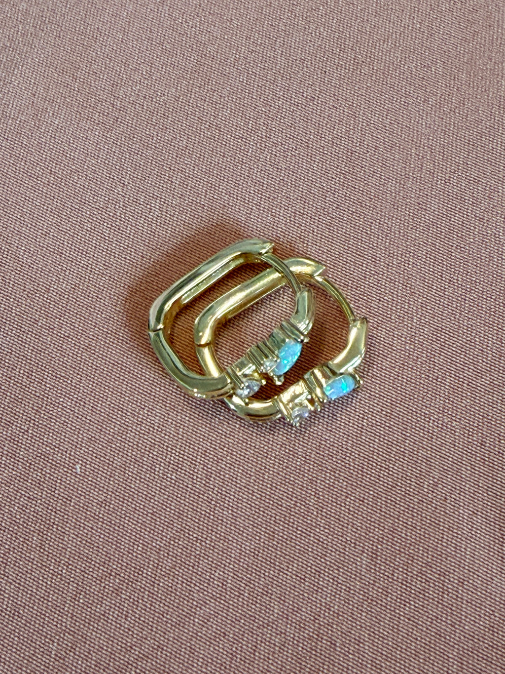 Blue Opal Dream Huggie Earrings