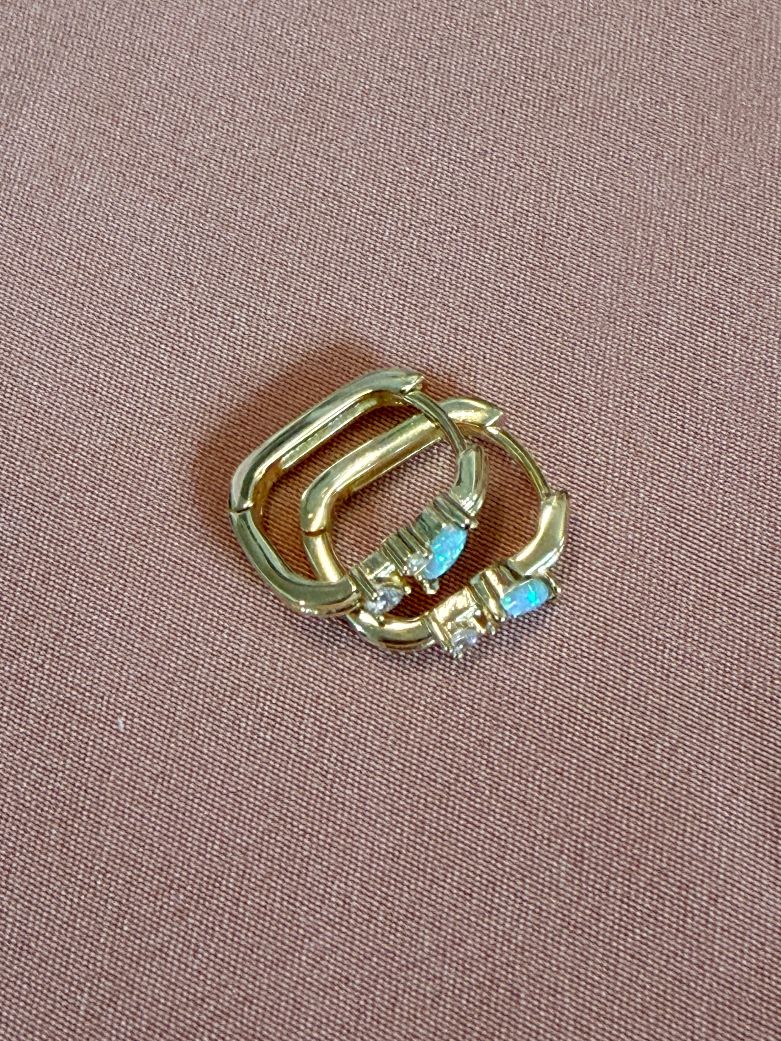 Blue Opal Dream Huggie Earrings