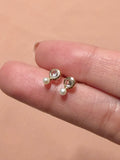 Rose Cut Bezel Pearl stud Earrings
