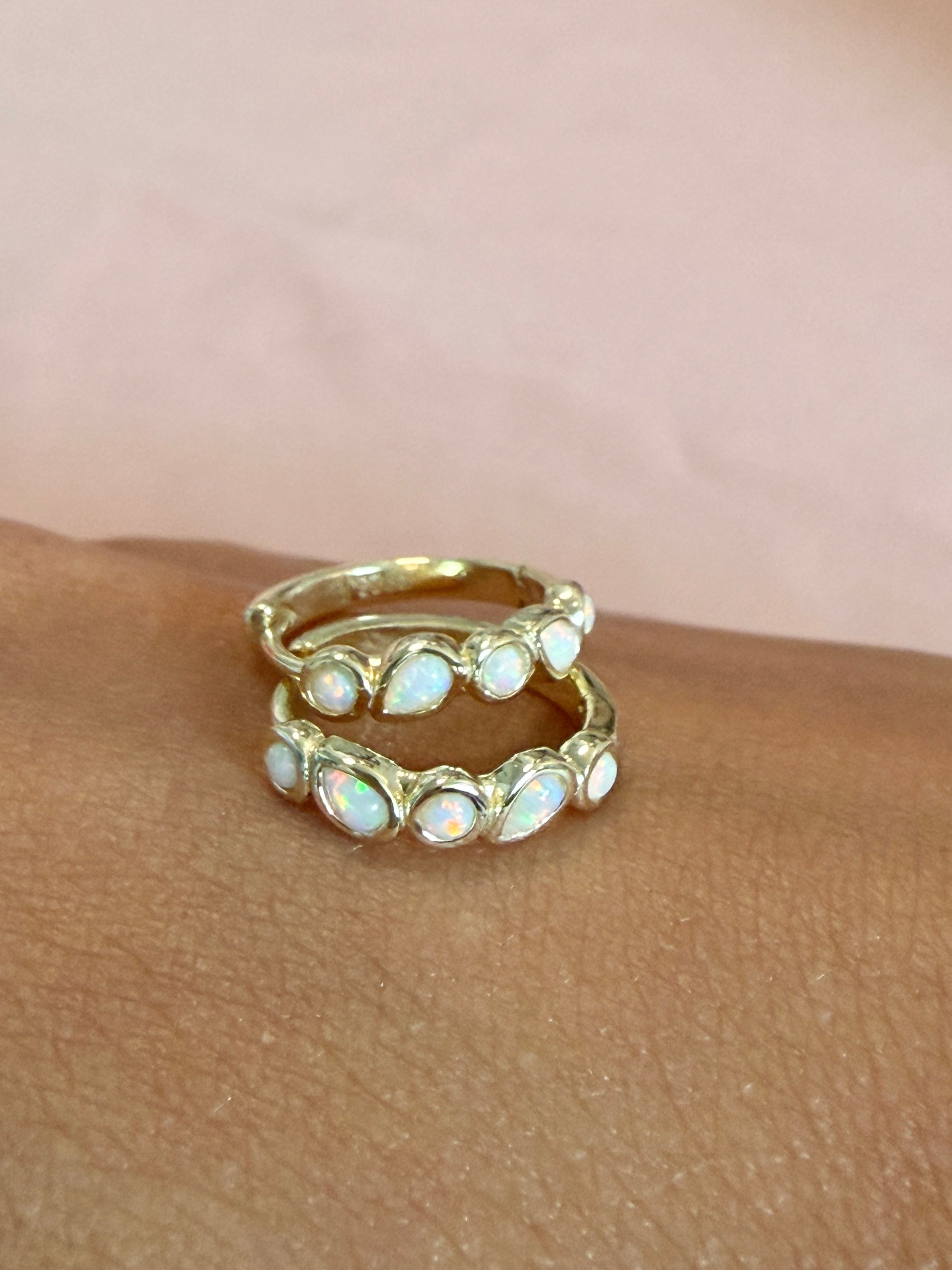 Five Opal Dream Huggie Earrings