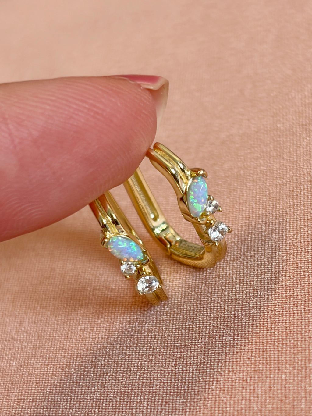 Blue Opal Dream Huggie Earrings