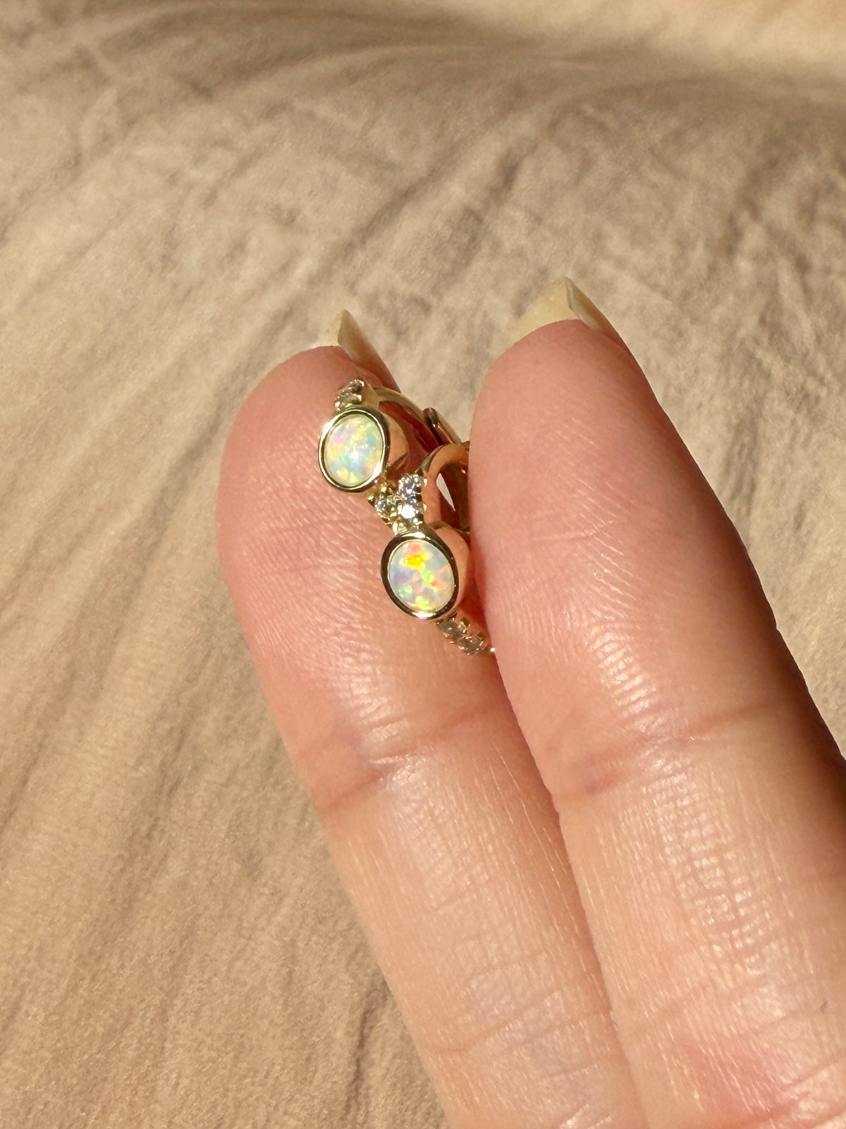 Charlotte Opal Cz Huggie Earrings