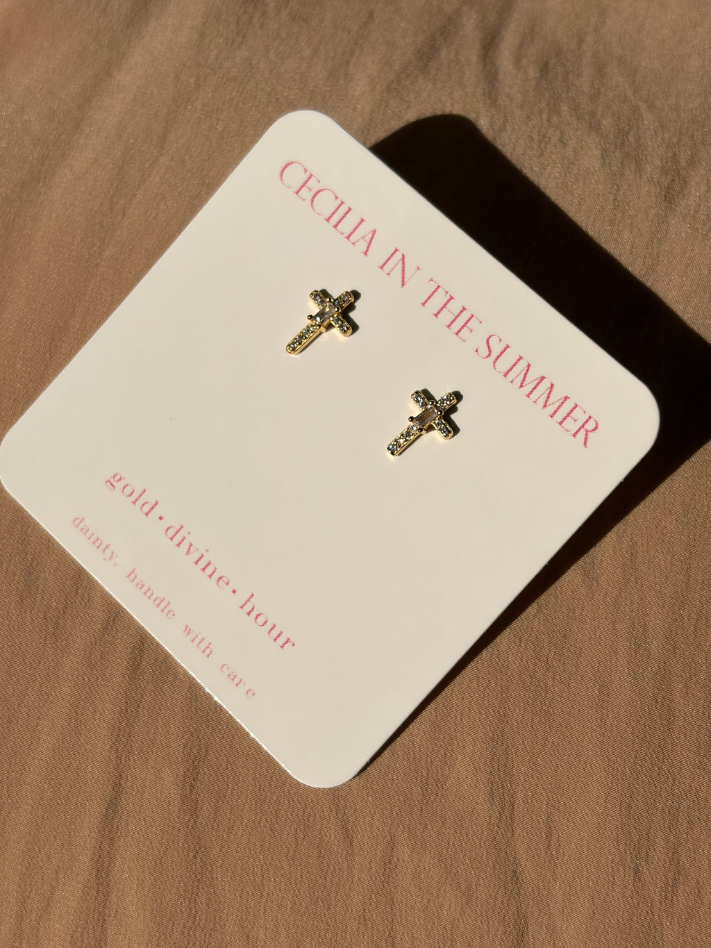Encrusted Cz Cross Studs