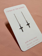 Safura Cross Simple Threader Earrings