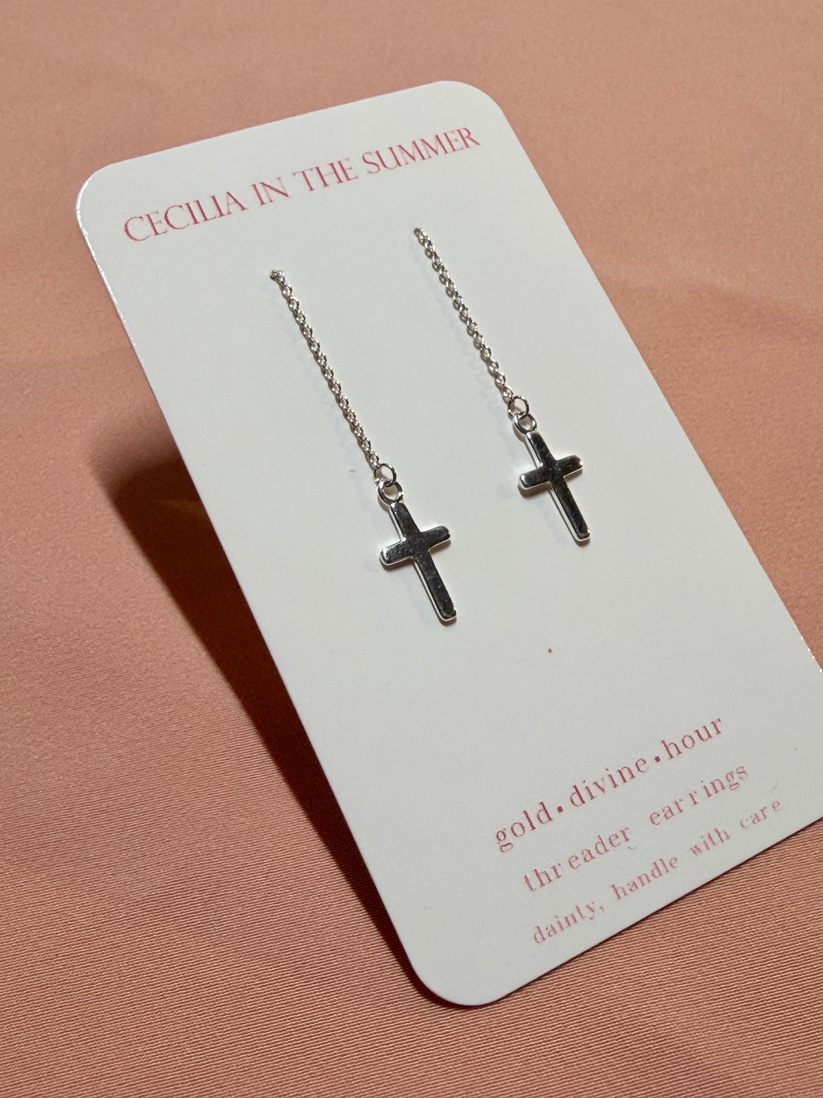 Safura Cross Simple Threader Earrings