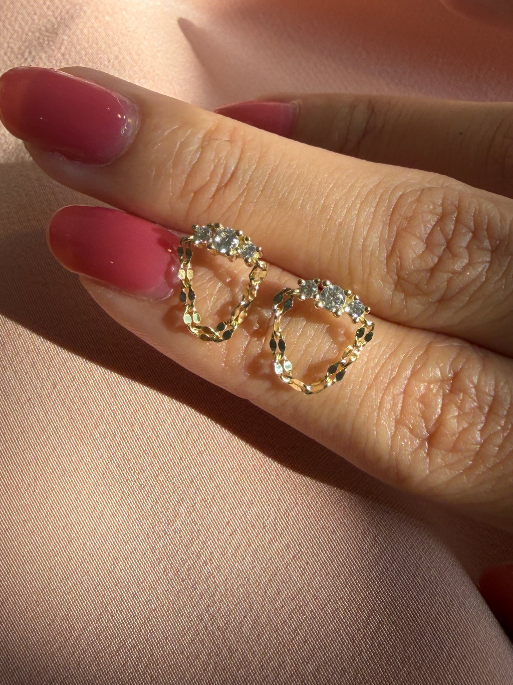 Sparkle Tiara Chain Drop Stud Earrings