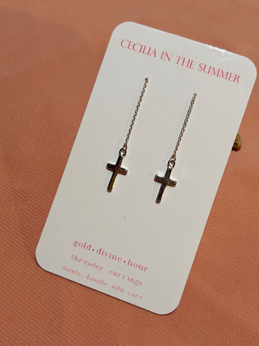 Safura Cross Simple Threader Earrings