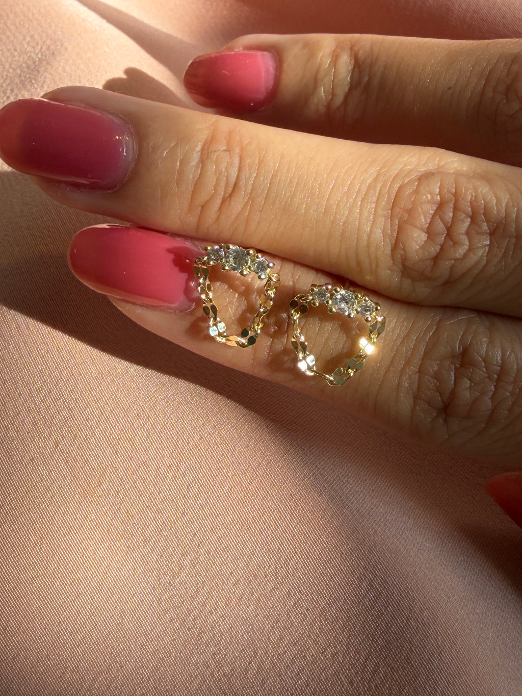 Sparkle Tiara Chain Drop Stud Earrings