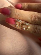 Sparkle Tiara Chain Drop Stud Earrings