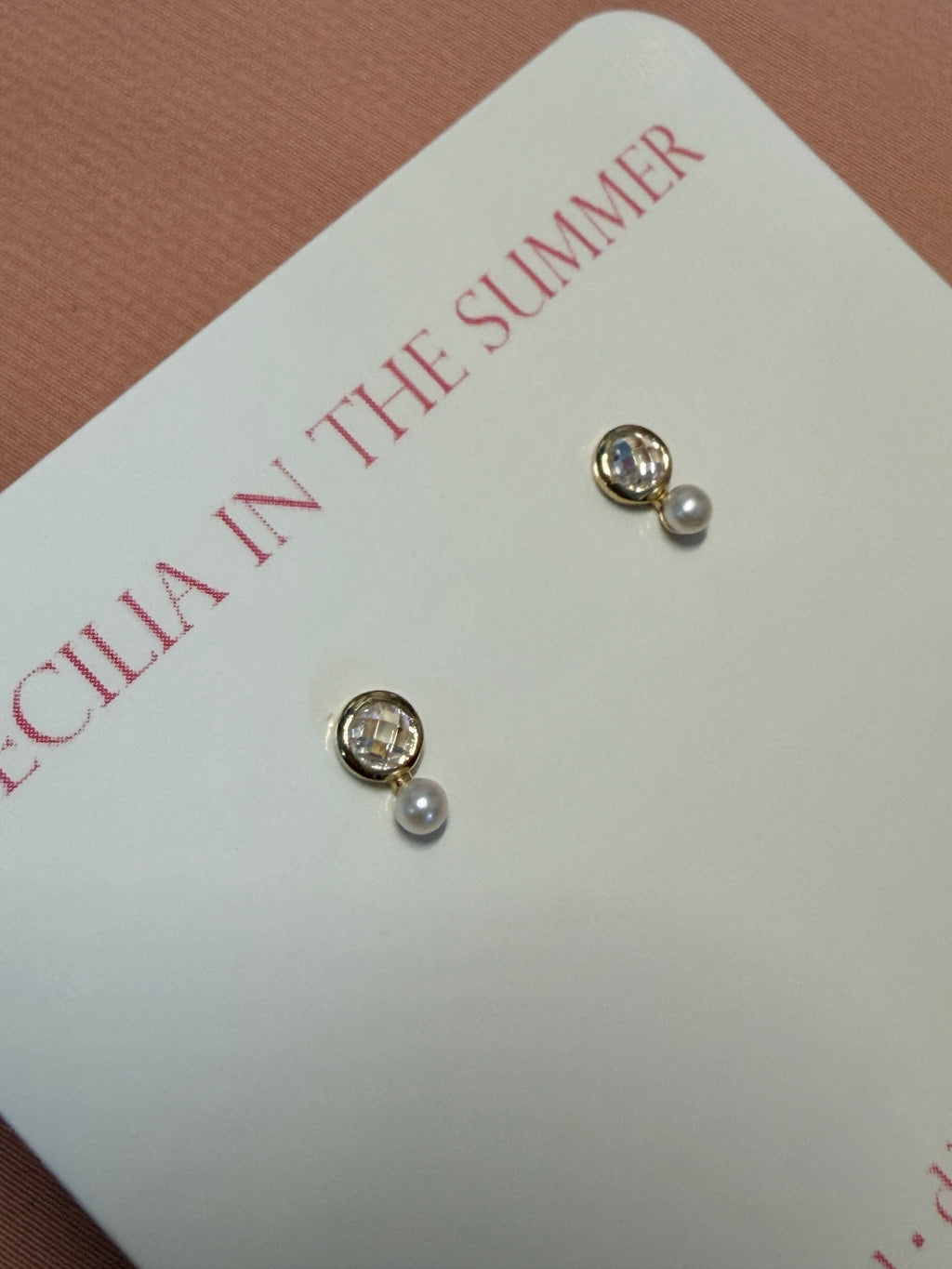 Rose Cut Bezel Pearl stud Earrings