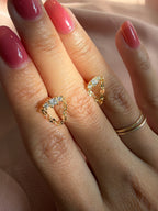 Sparkle Tiara Chain Drop Stud Earrings
