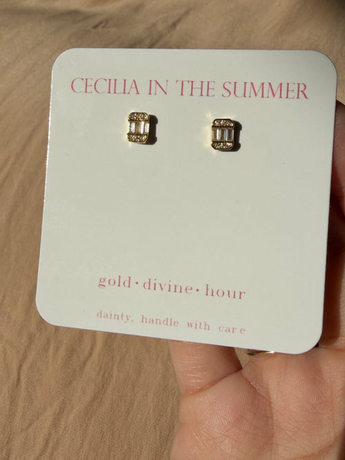 Art Deco Encrusted Cz Stud Earrings