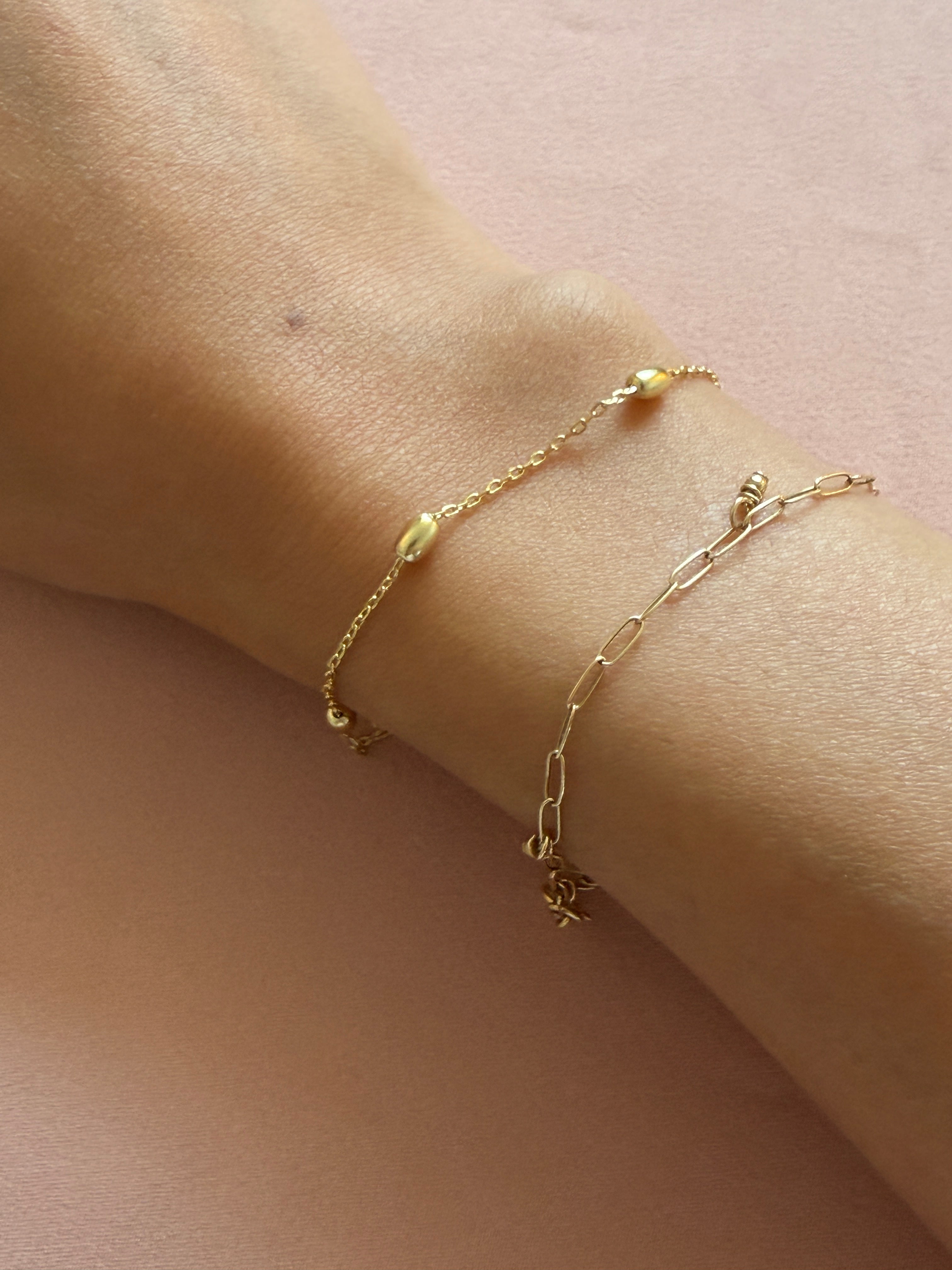 Golden Dots Rice Bead Bracelet