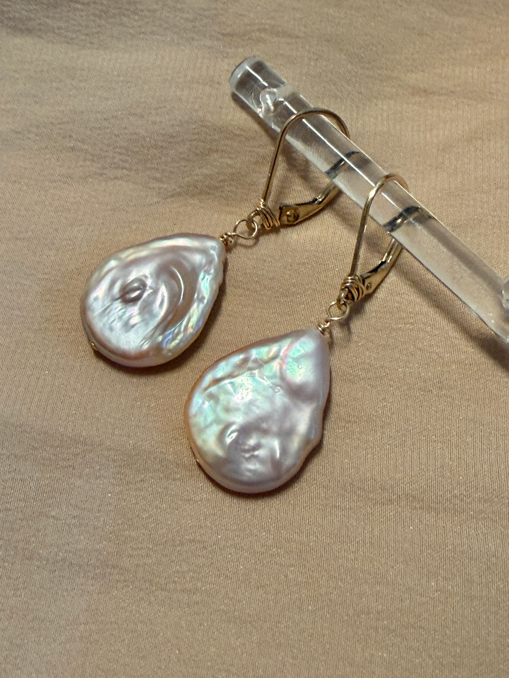 Baroque Pearl Leverback Earrings