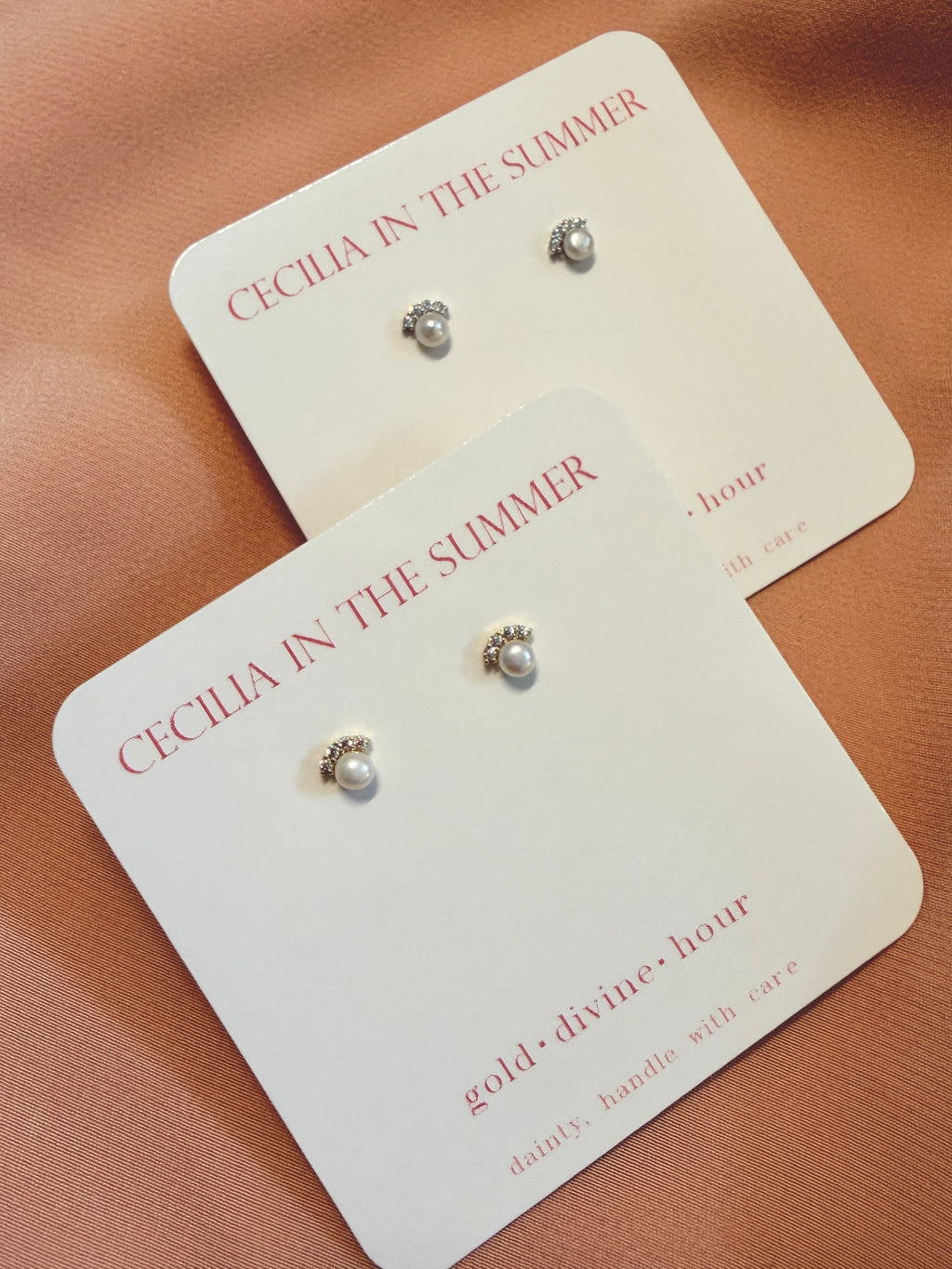 Pearl Cz Crown Studs
