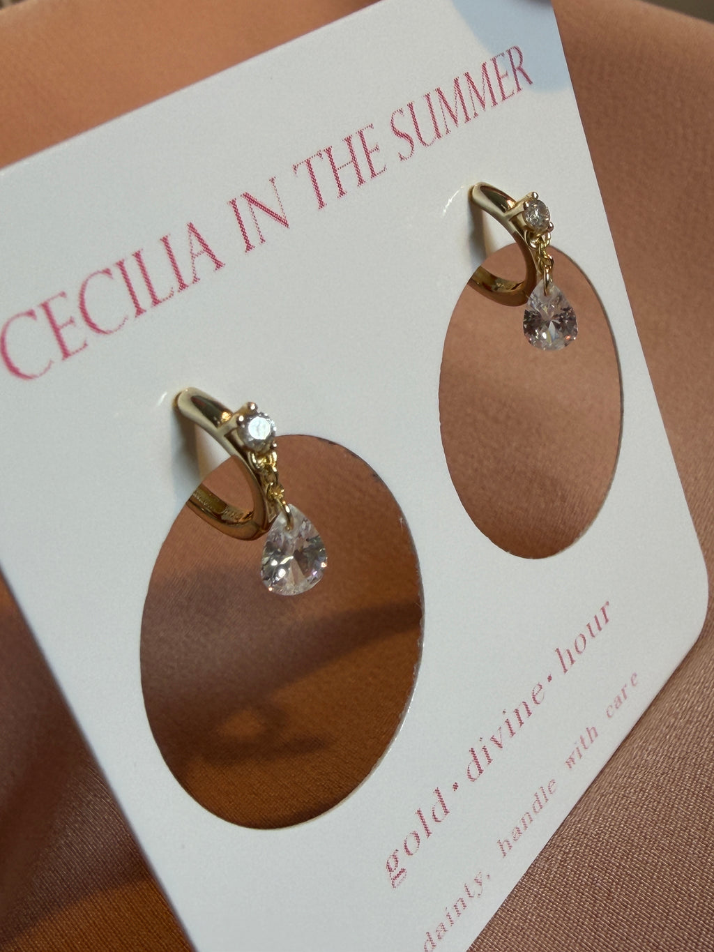 Crystal Pear Drop Huggie Earrings