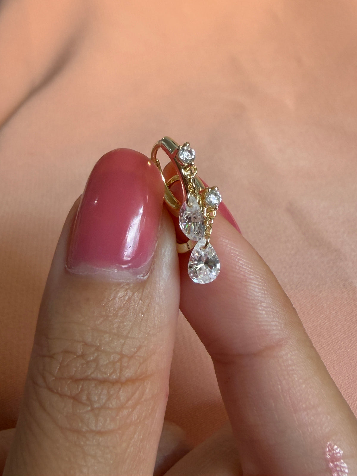 Crystal Pear Drop Huggie Earrings