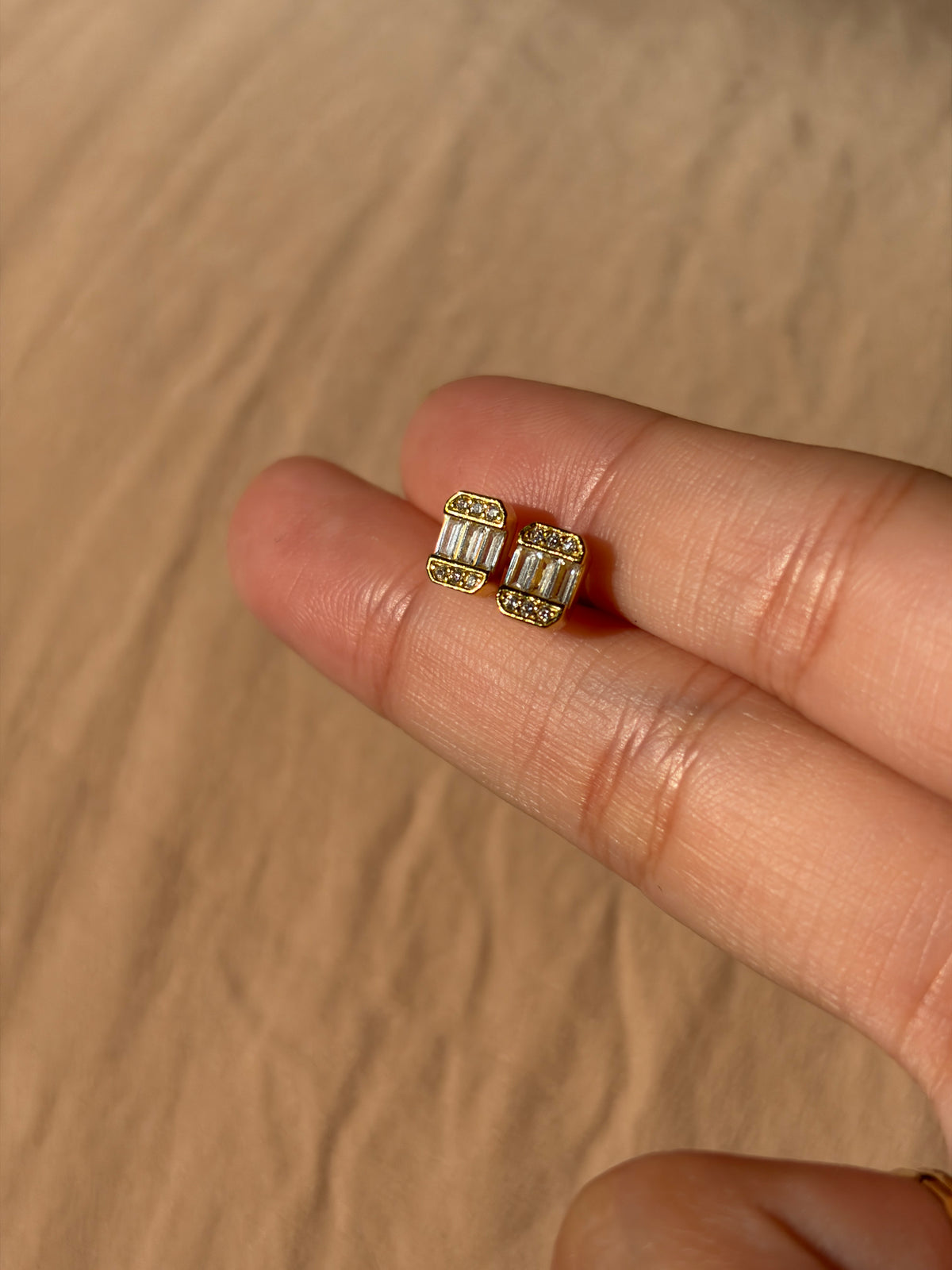 Art Deco Encrusted Cz Stud Earrings