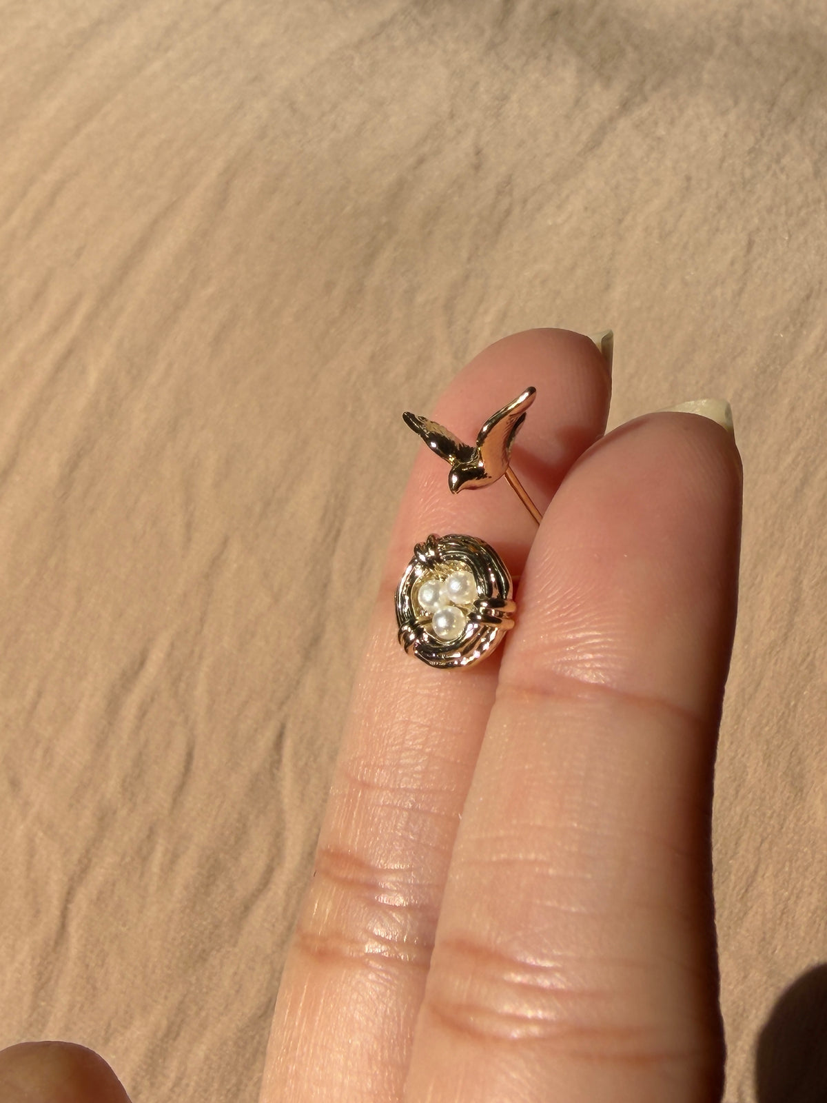 Mother Bird & Nest Stud Earrings