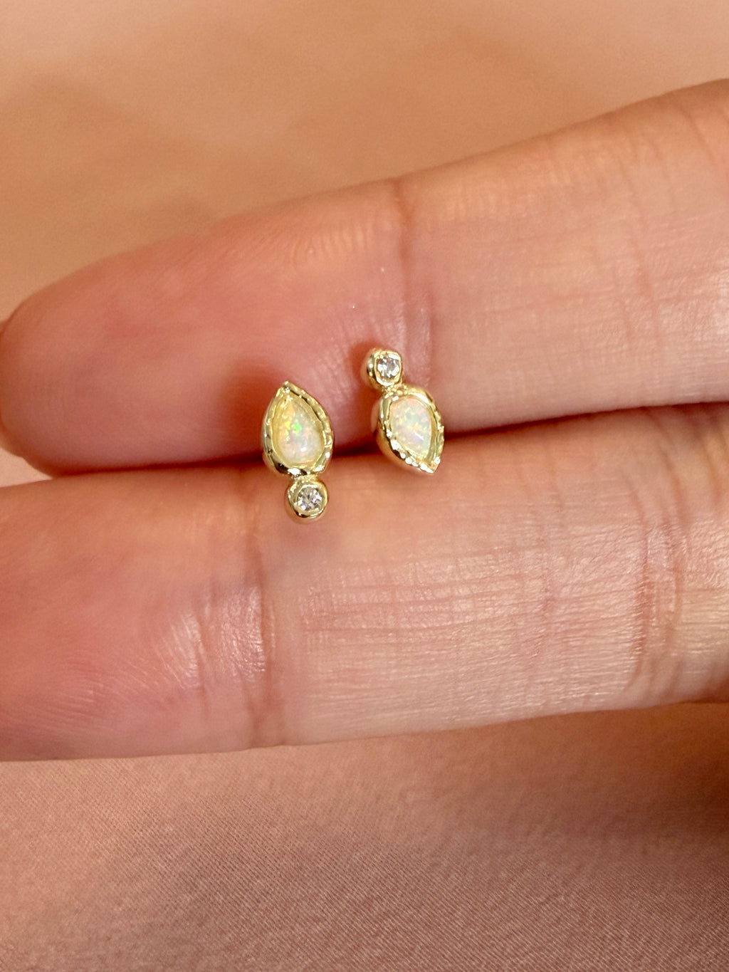 Opal Pear Stud Earrings