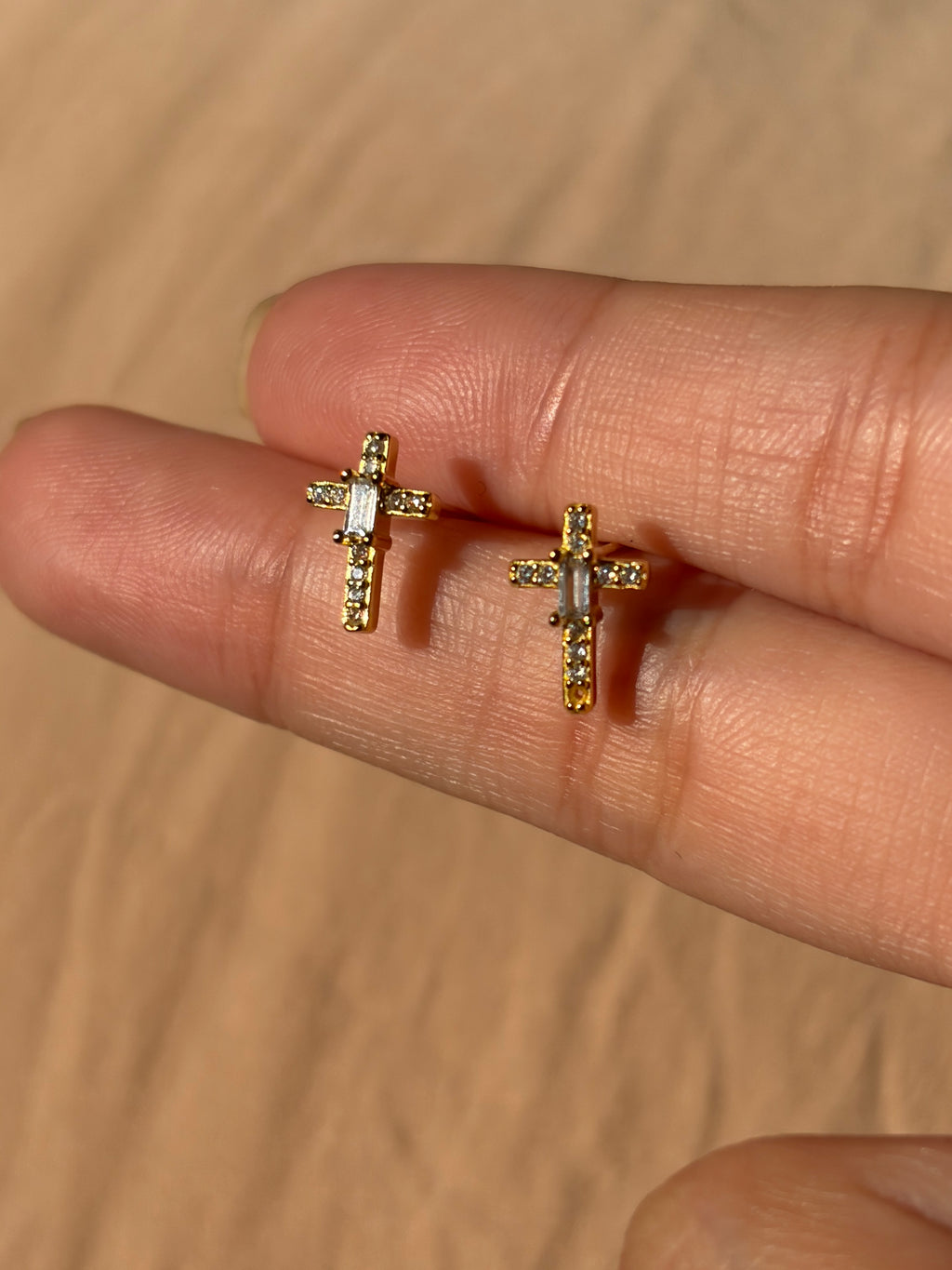 Encrusted Cz Cross Studs