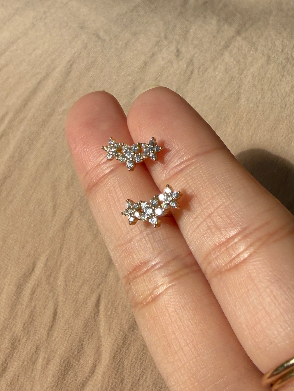 Flower Crown Cz Stud Earrings