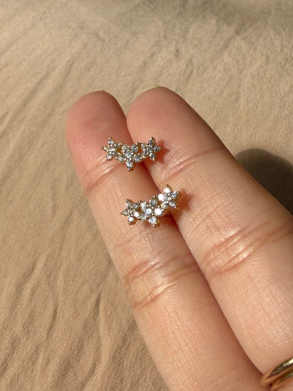 Flower Crown Cz Stud Earrings