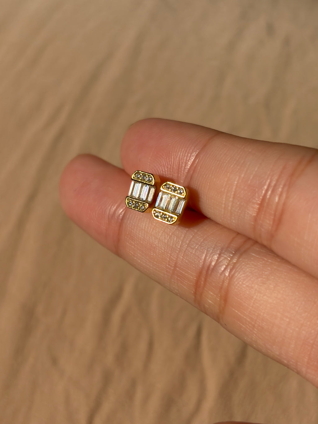 Art Deco Encrusted Cz Stud Earrings