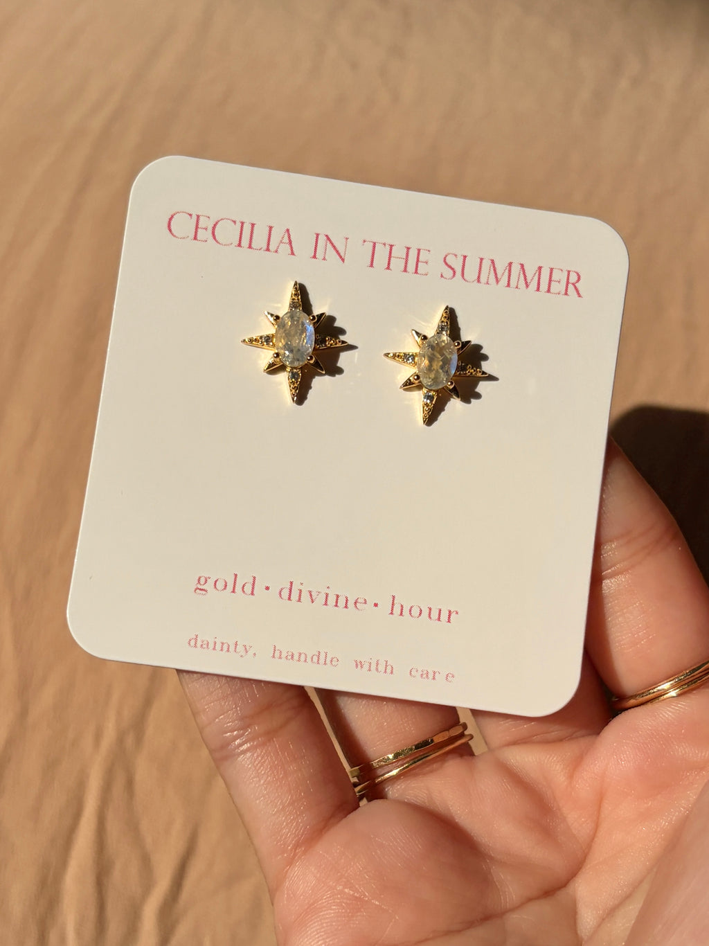Bursting Star Birthstone Stud Earrings