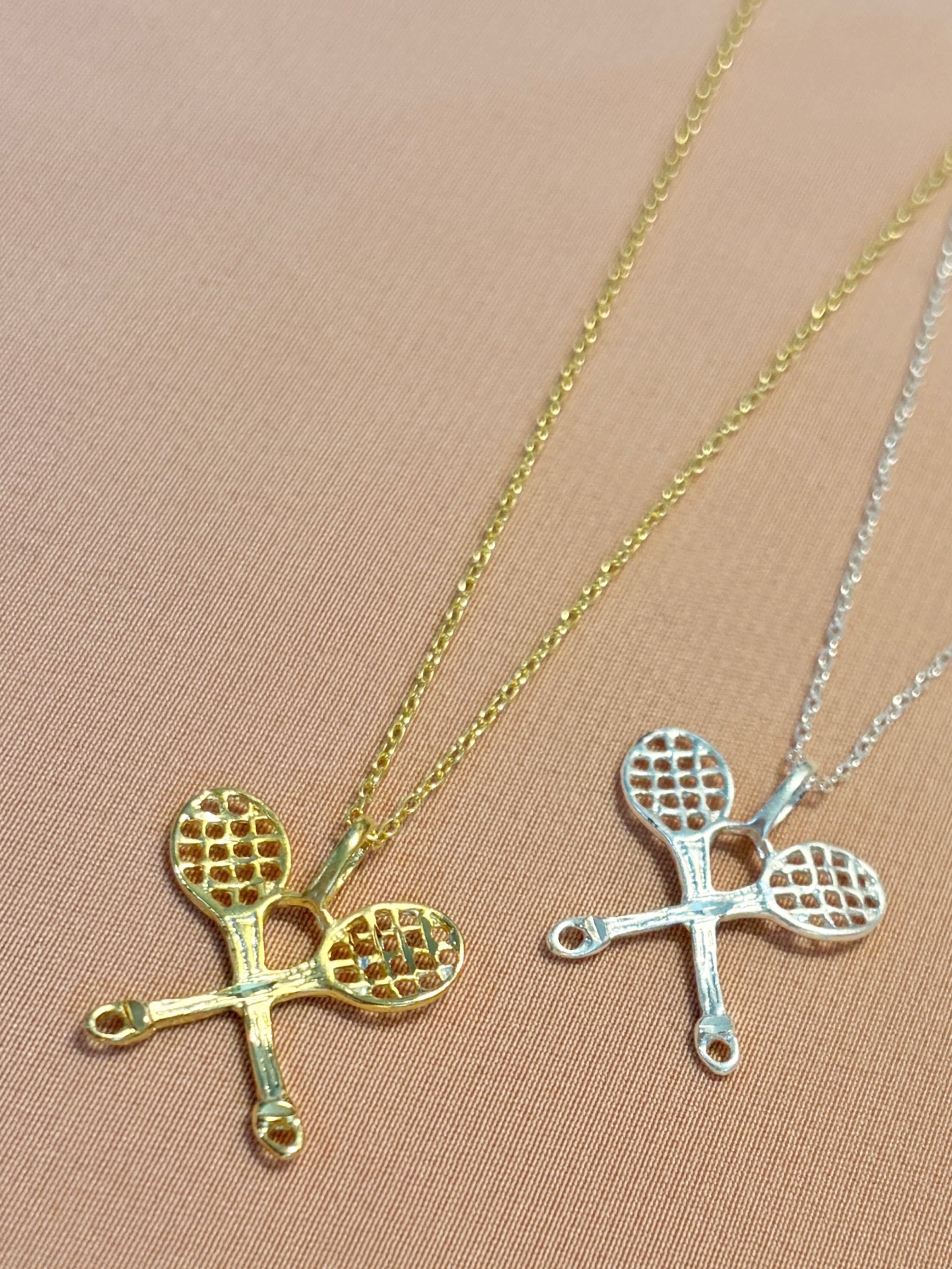 Tennis Rackets Pendant Necklace