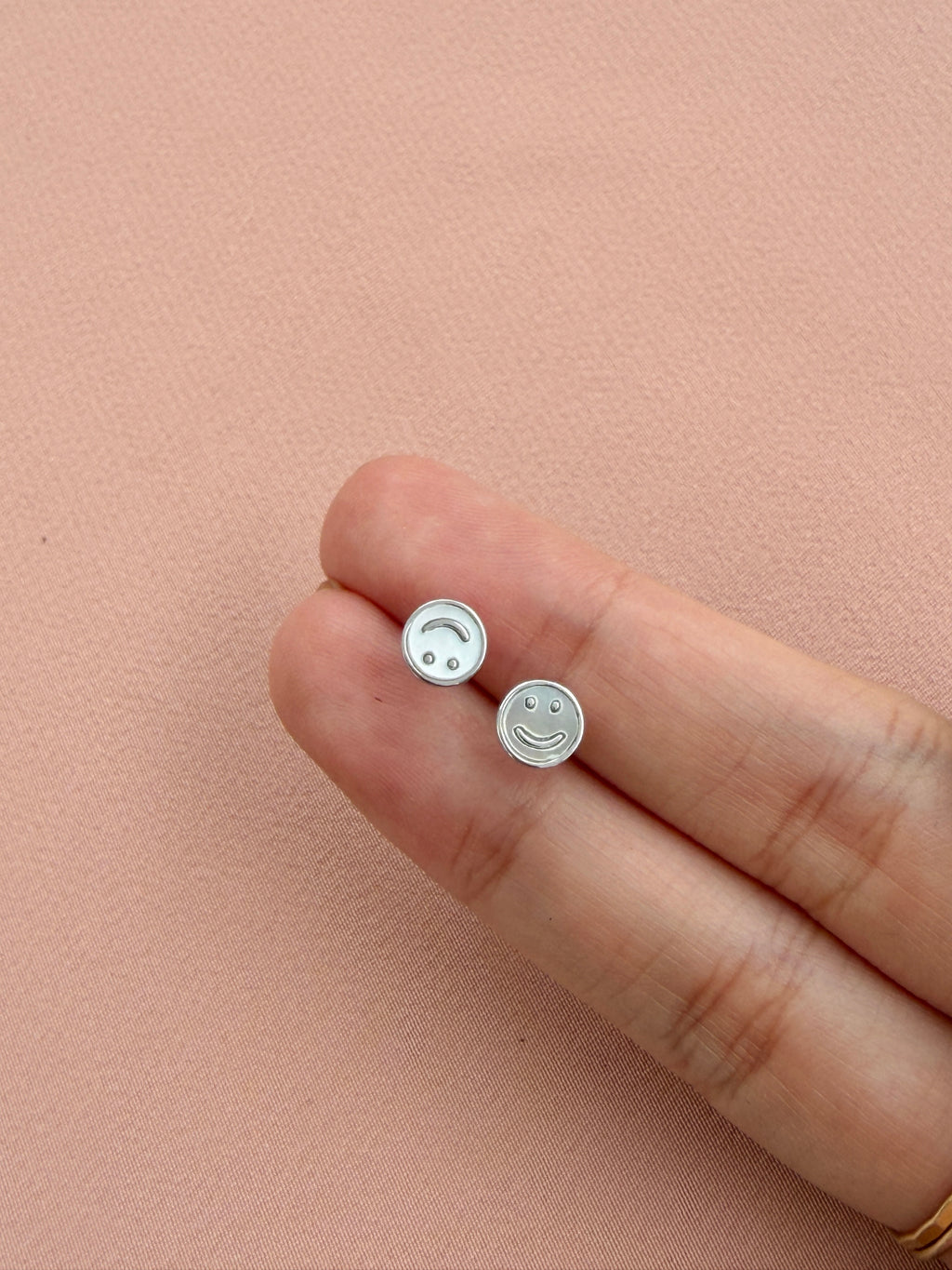 Smiley Face Mother of Pearl Stud Earrings