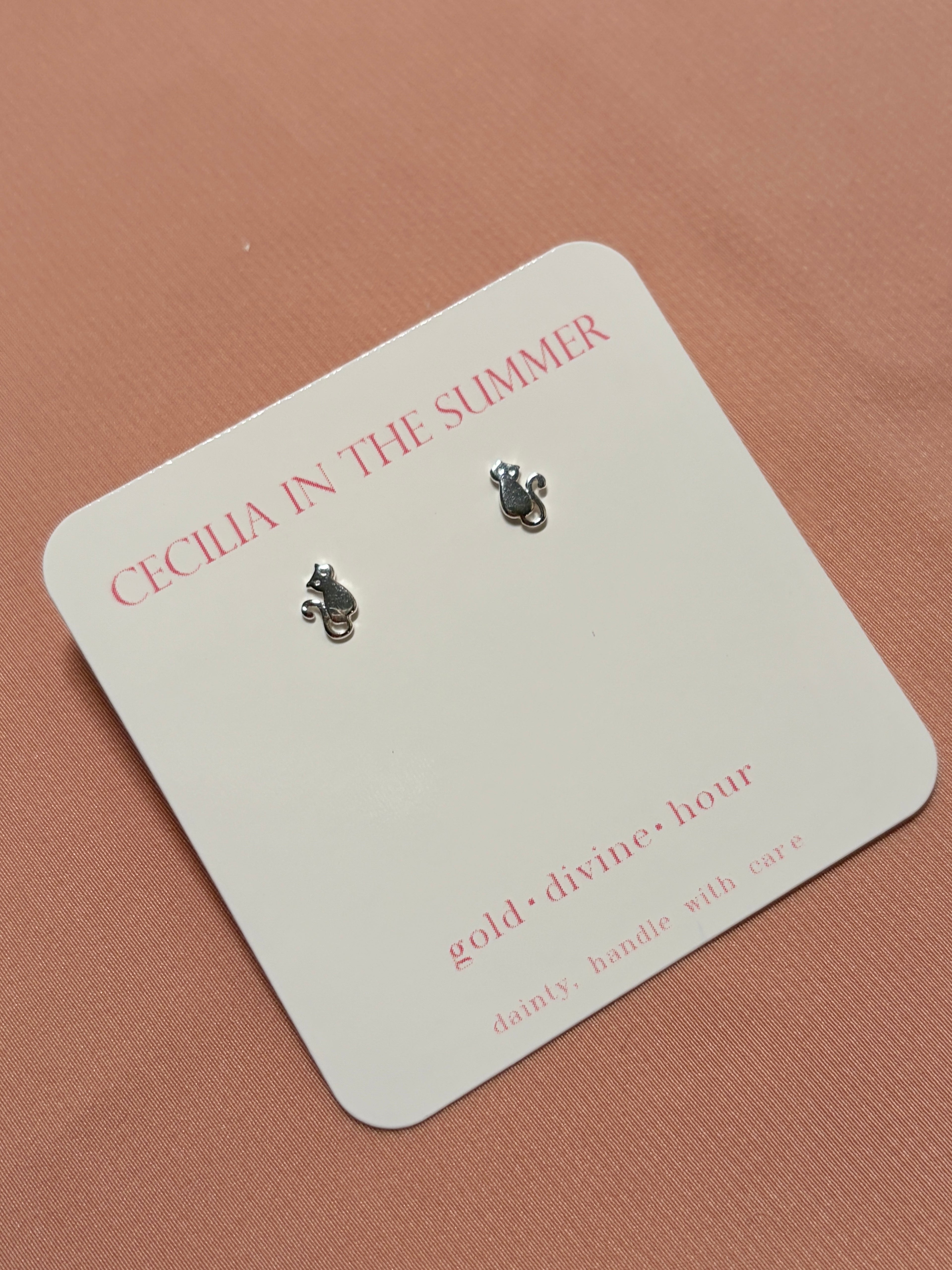 Cat Sterling Stud Earrings