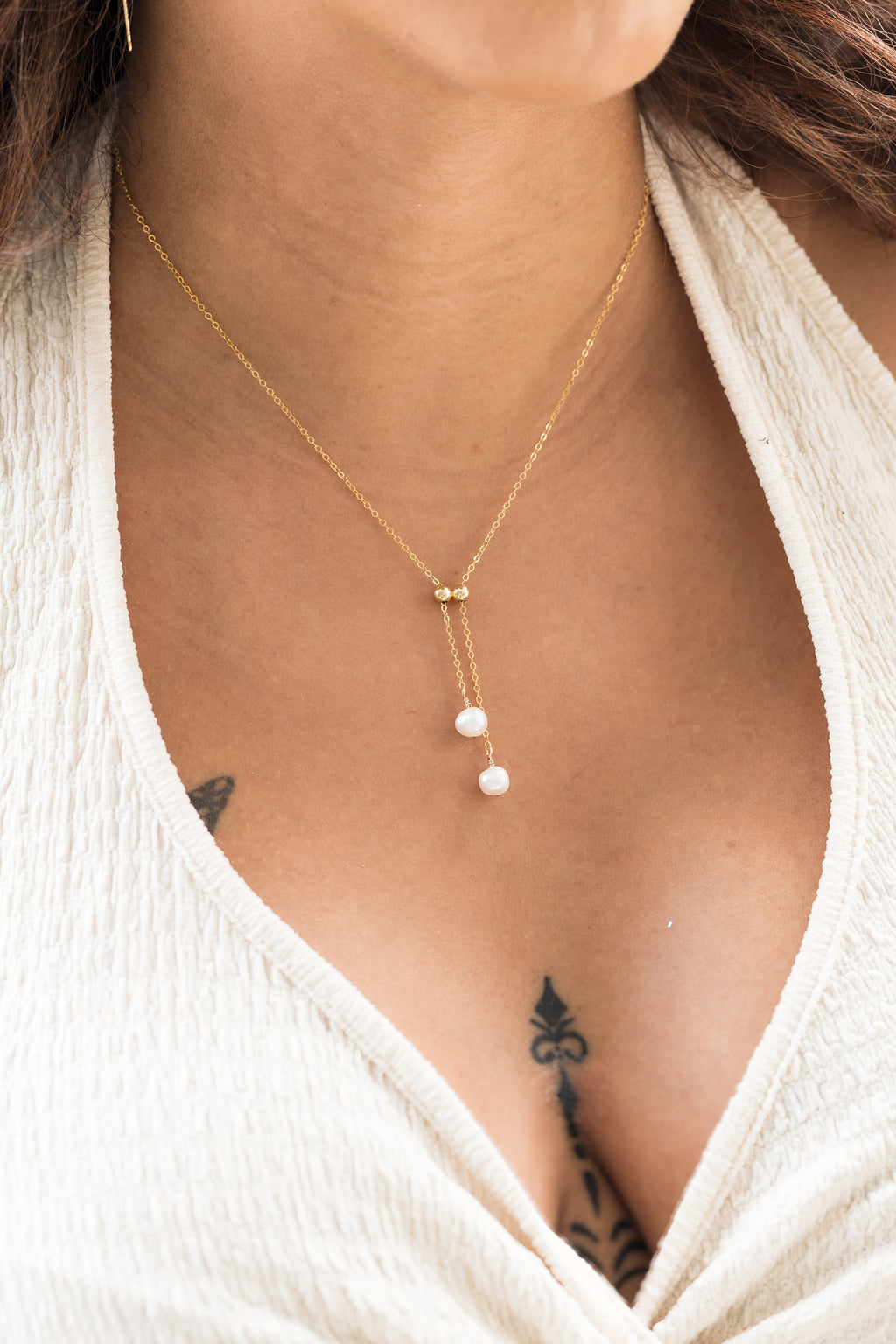 Mother of Pearl Rain Orbs Adjustable Necklace