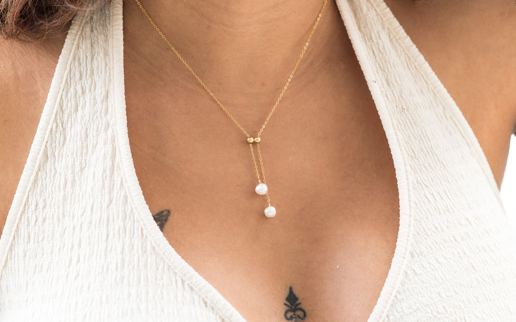 Mother of Pearl Rain Orbs Adjustable Necklace