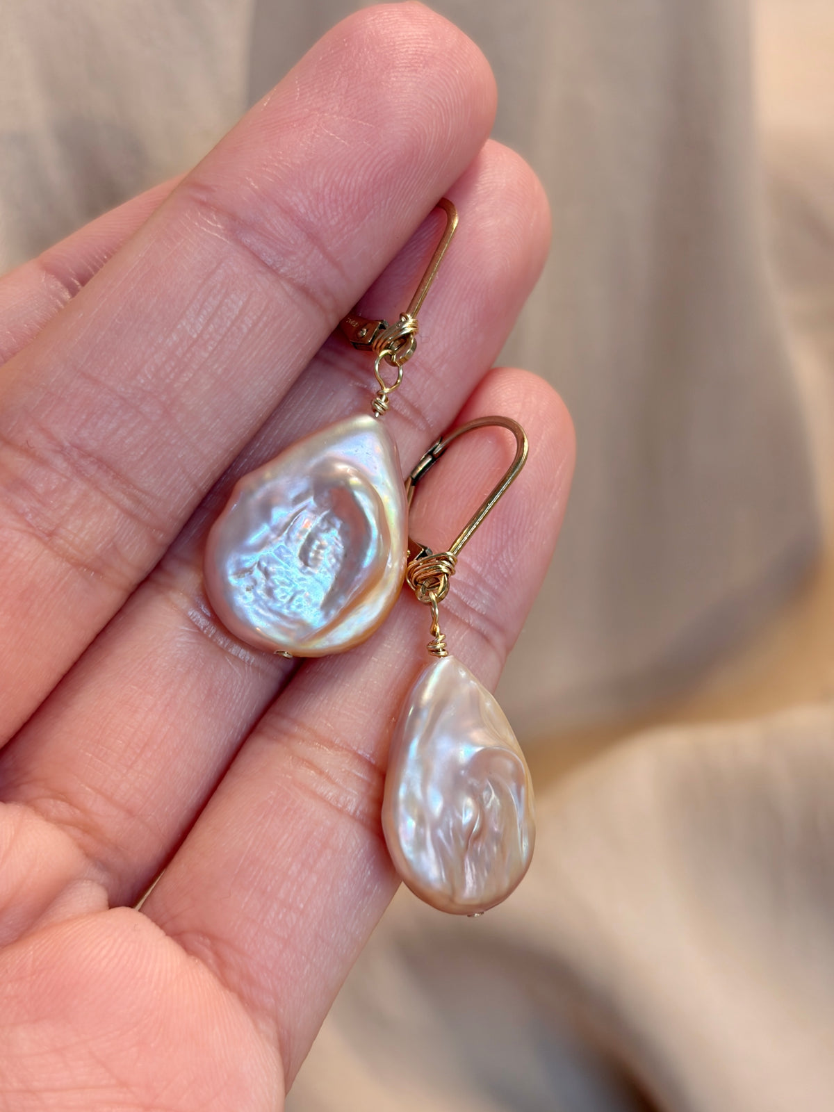 Baroque Pearl Leverback Earrings