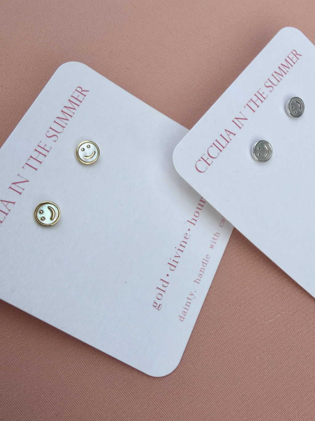 Smiley Face Mother of Pearl Stud Earrings