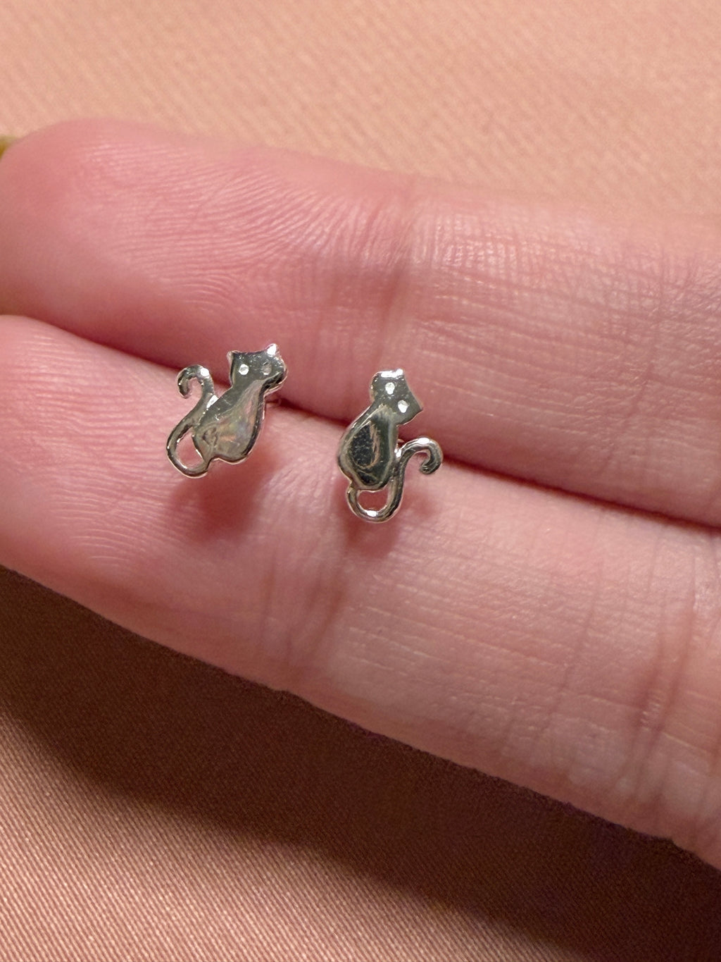 Cat Sterling Stud Earrings