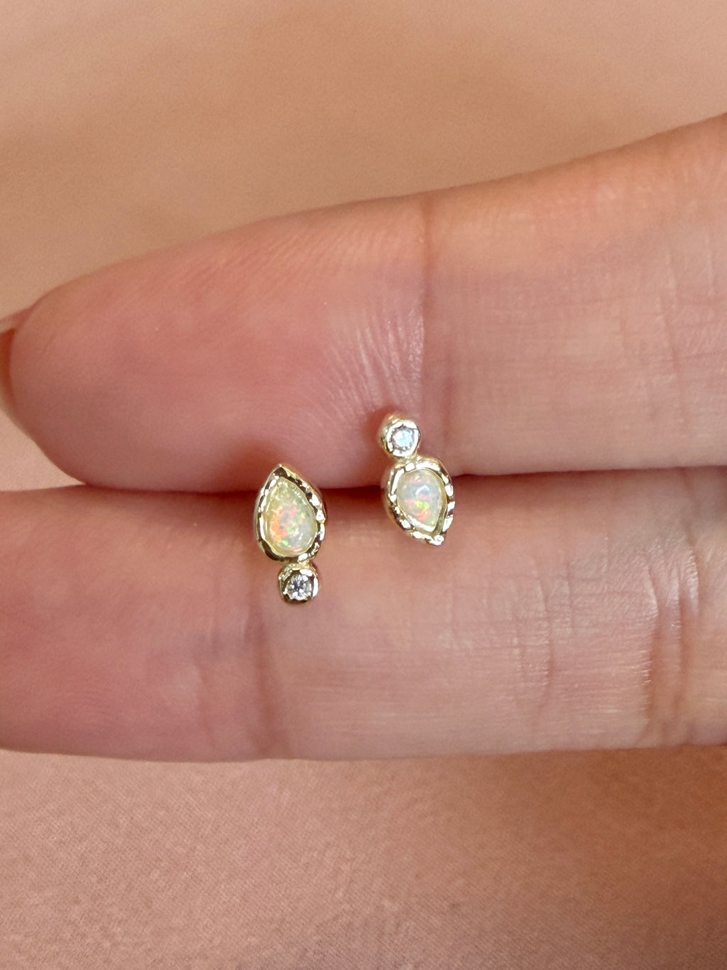 Opal Pear Stud Earrings