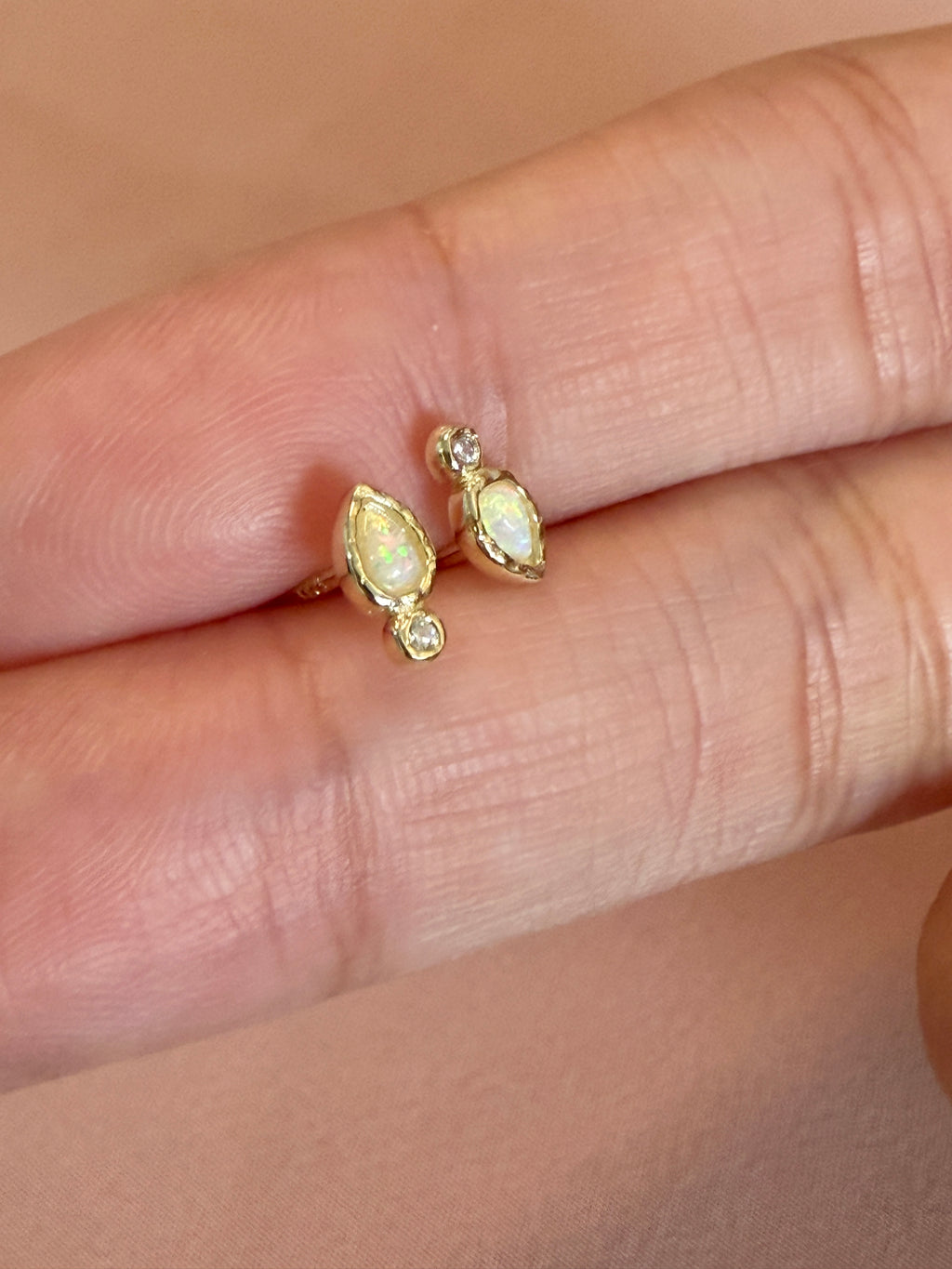 Opal Pear Stud Earrings