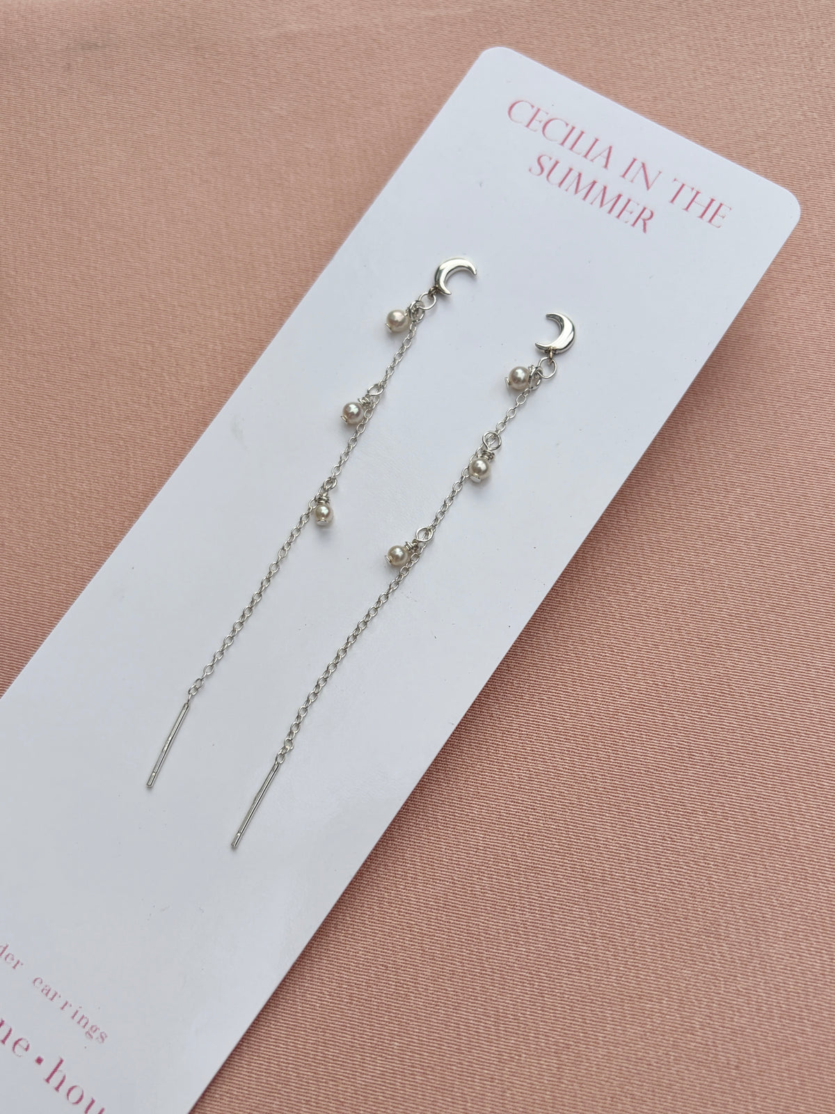 Silver Moon Stud-Threader Earrings