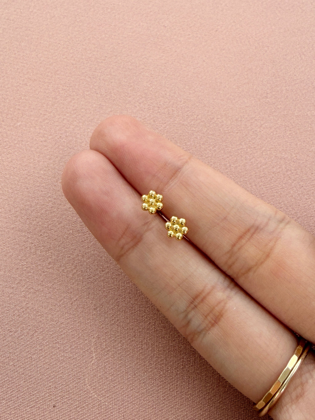 Golden Dots Flower Stud Earrings