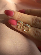 Sparkle Tiara Chain Drop Stud Earrings
