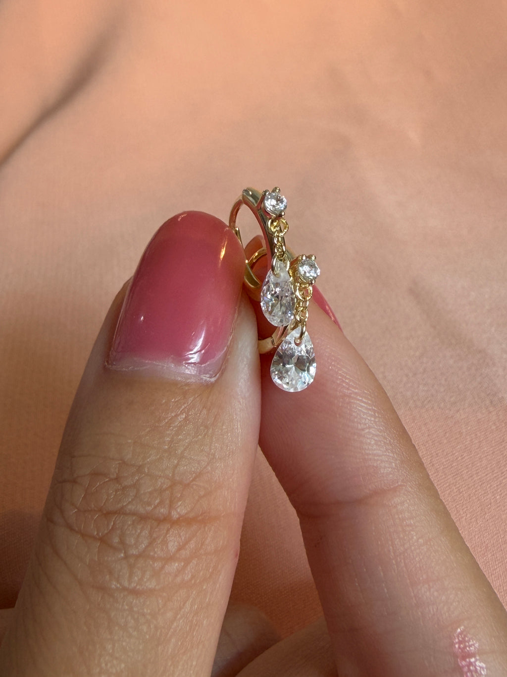 Crystal Pear Drop Huggie Earrings
